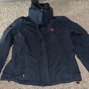 Abercrombie & Fitch Black Jacket with Vibrant Pink Lining